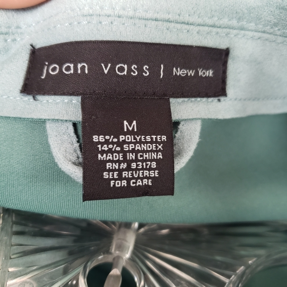 Joan Vass pale teal faux suede open front blazer size medium - Picture 4 of 7
